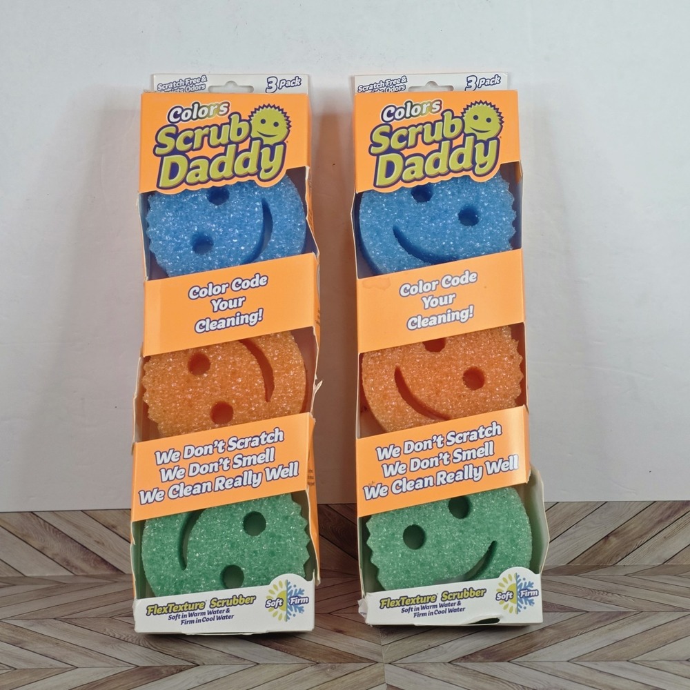 2 Scrub Daddy Variety Pack 3Ct Colors Flexible Non Scratch Sponges Total 6pcs